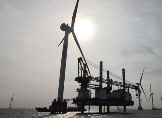 中 해상 풍력발전기 조립 기록 쇄신
