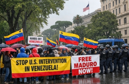 로마서 수백 명 반미 시위…“미, 베네수엘라 군사 개입 중단하라”
