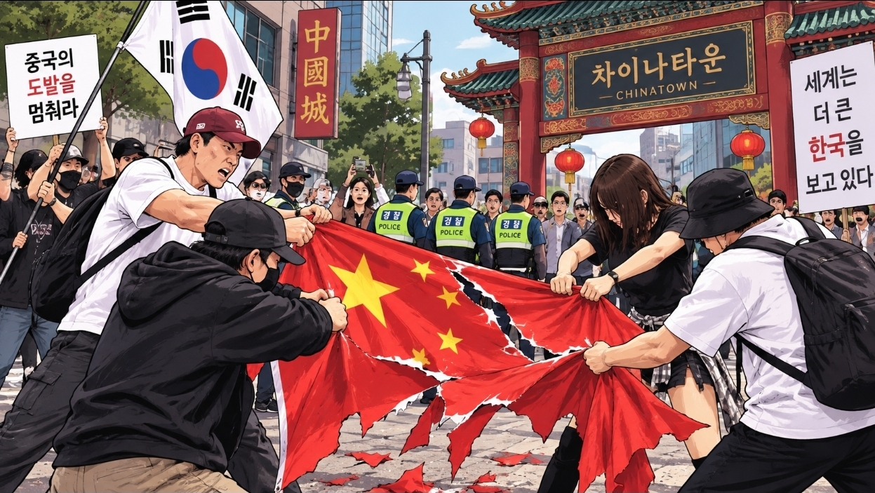 중국인이 한인타운에서 태극기를 찢는다면
