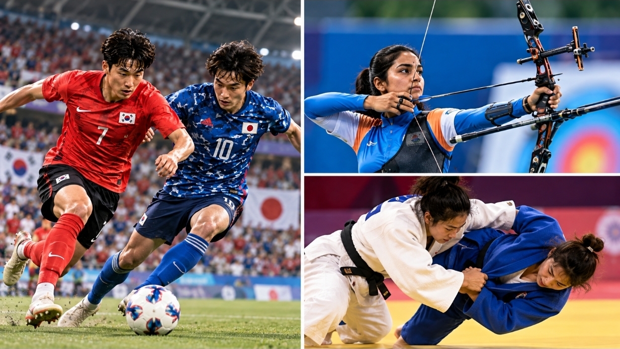 중국 독주 속 막판 승부…한일 축구 결승·인도 양궁·북한 여자축구까지